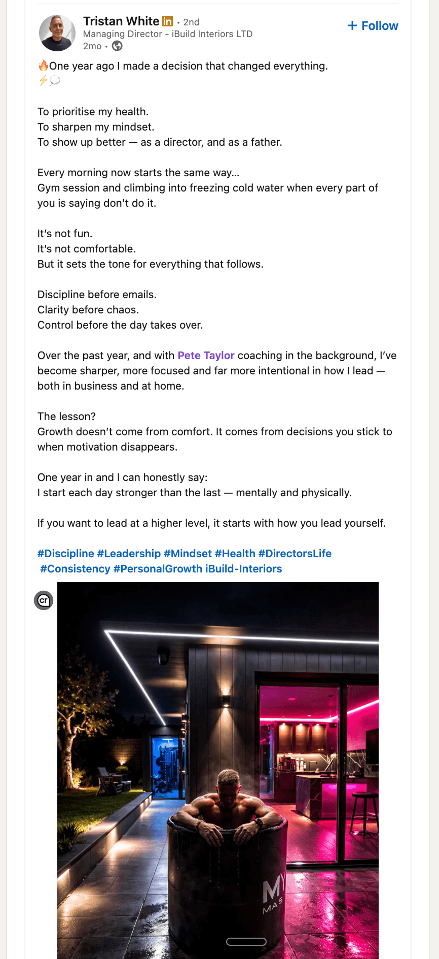 Tristan White on LinkedIn — One year ago I made a decision that changed everything.